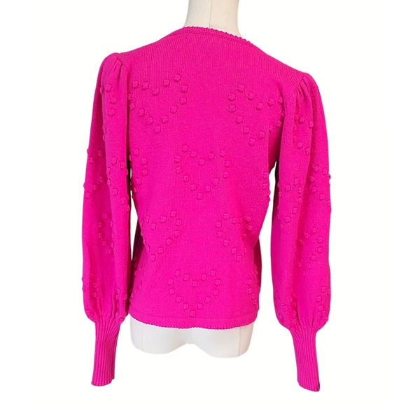 Lilly Pulitzer Pink Heart Textured Balloon Sleeve Sweater Size S - Picture 5 of 9